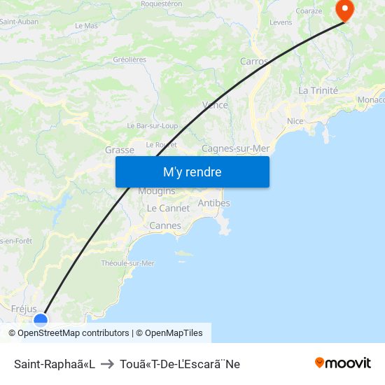 Saint-Raphaã«L to Touã«T-De-L'Escarã¨Ne map