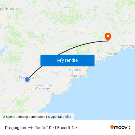 Draguignan to Touã«T-De-L'Escarã¨Ne map