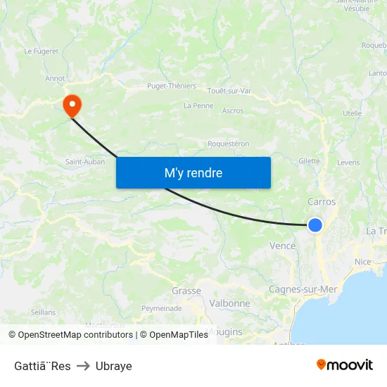 Gattiã¨Res to Ubraye map