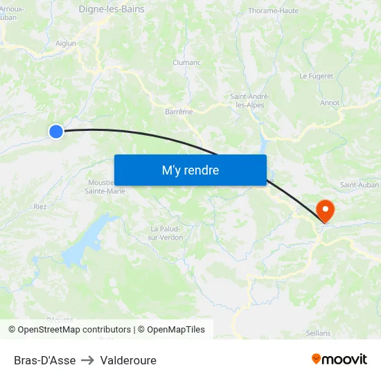 Bras-D'Asse to Valderoure map
