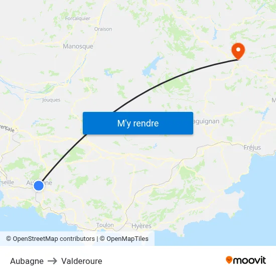 Aubagne to Valderoure map