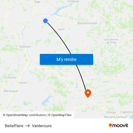 Bellaffaire to Valderoure map