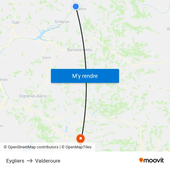 Eygliers to Valderoure map