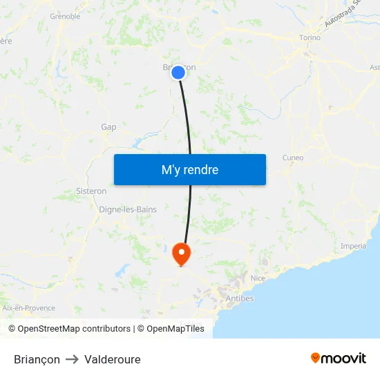 Briançon to Valderoure map
