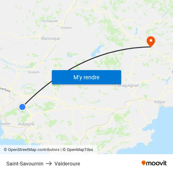 Saint-Savournin to Valderoure map