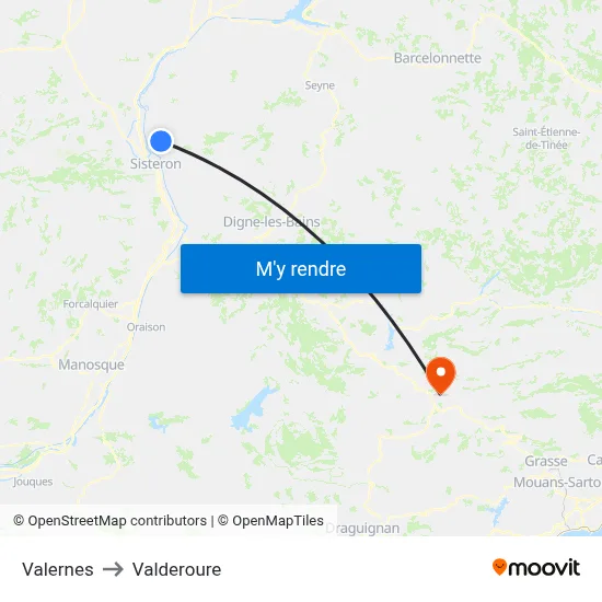 Valernes to Valderoure map