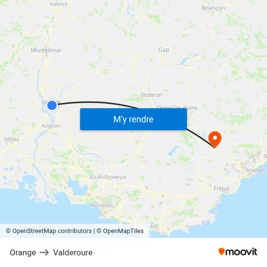 Orange to Valderoure map