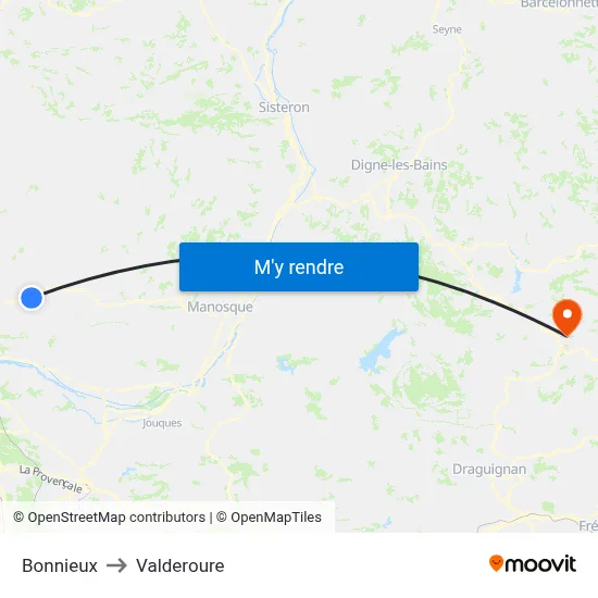 Bonnieux to Valderoure map