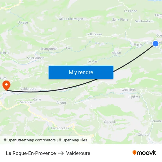 La Roque-En-Provence to Valderoure map
