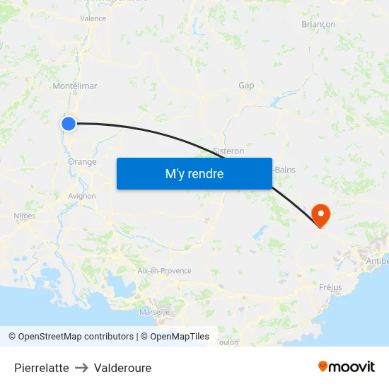 Pierrelatte to Valderoure map