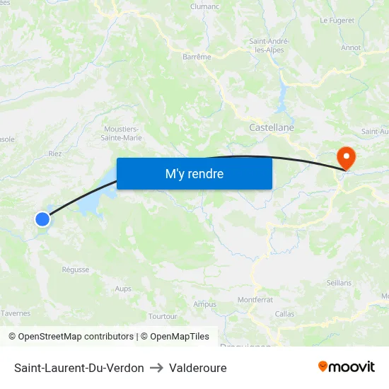 Saint-Laurent-Du-Verdon to Valderoure map
