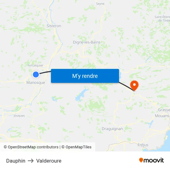 Dauphin to Valderoure map