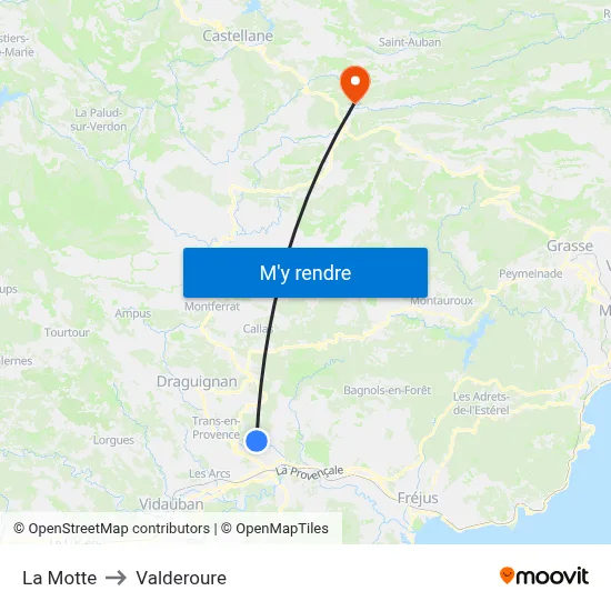 La Motte to Valderoure map