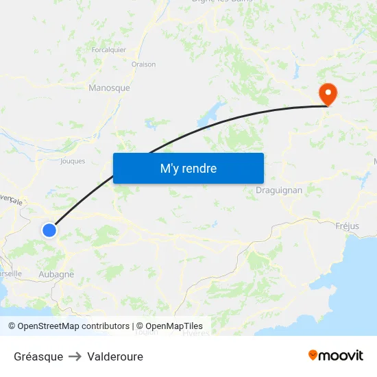 Gréasque to Valderoure map