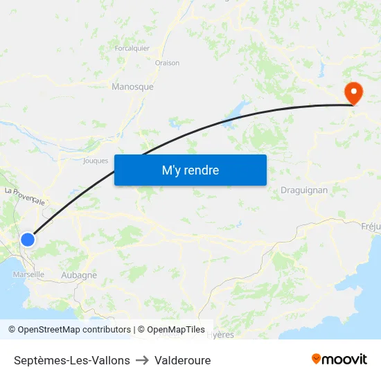 Septèmes-Les-Vallons to Valderoure map
