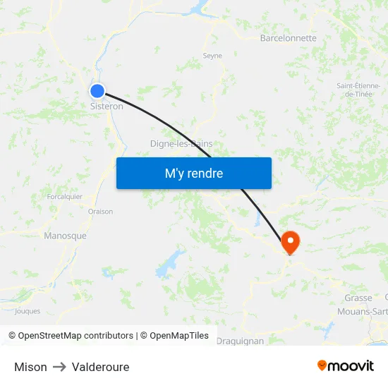 Mison to Valderoure map