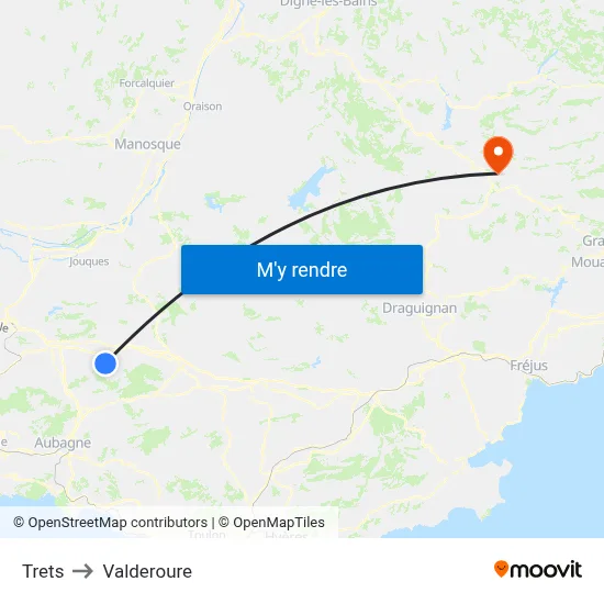Trets to Valderoure map