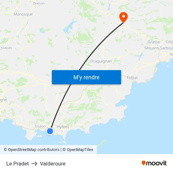 Le Pradet to Valderoure map