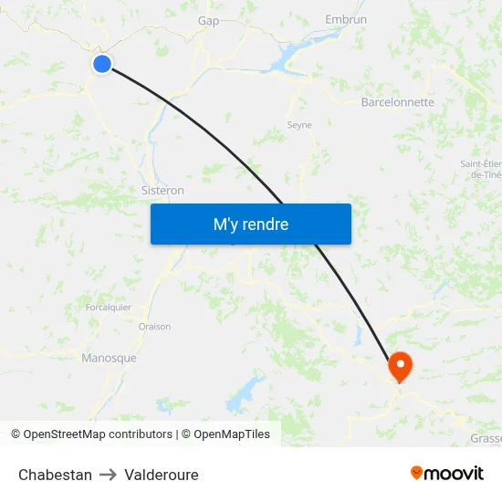 Chabestan to Valderoure map