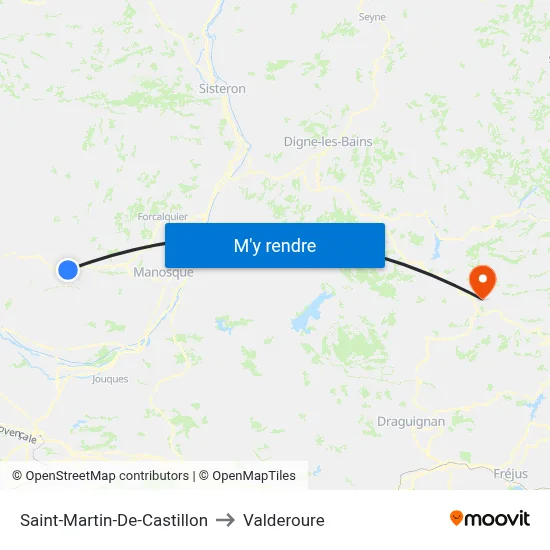 Saint-Martin-De-Castillon to Valderoure map