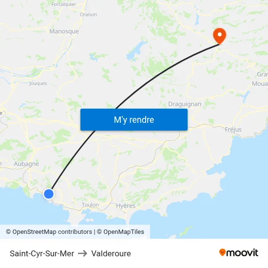 Saint-Cyr-Sur-Mer to Valderoure map
