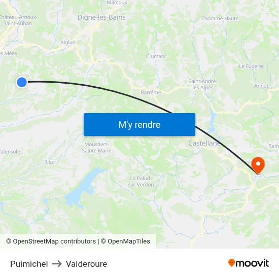 Puimichel to Valderoure map