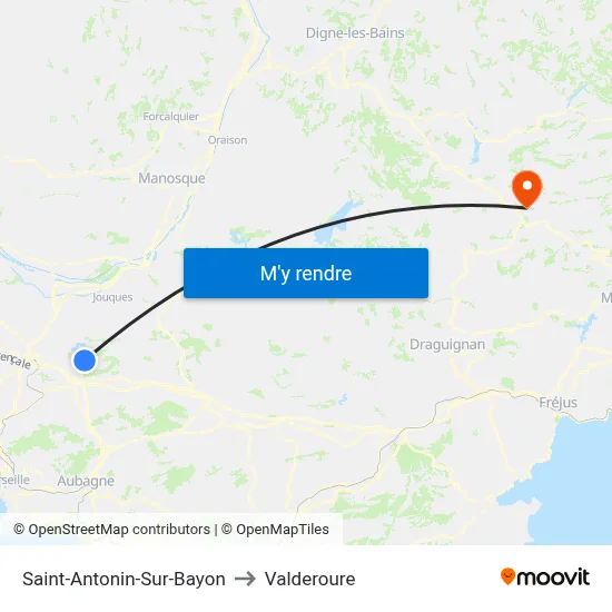 Saint-Antonin-Sur-Bayon to Valderoure map