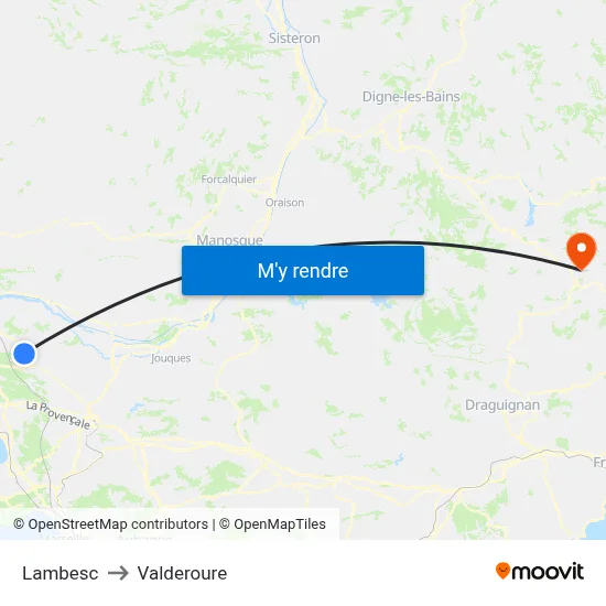 Lambesc to Valderoure map