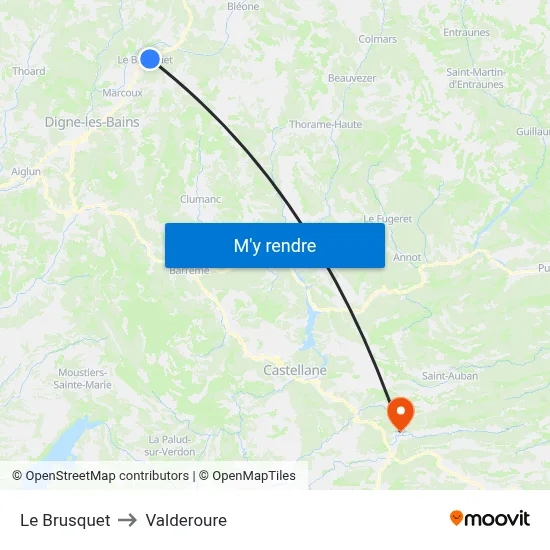 Le Brusquet to Valderoure map
