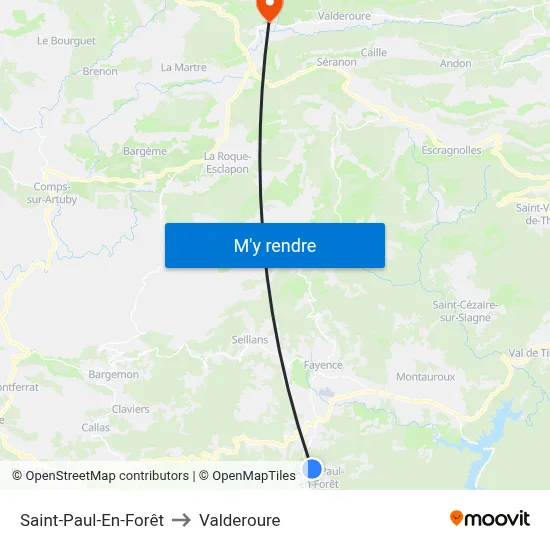 Saint-Paul-En-Forêt to Valderoure map