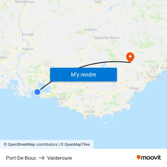 Port-De-Bouc to Valderoure map