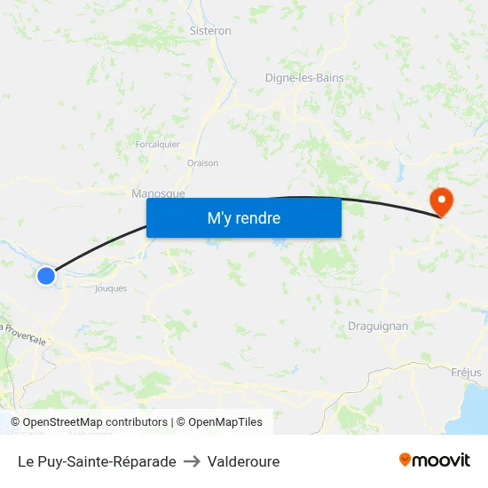 Le Puy-Sainte-Réparade to Valderoure map