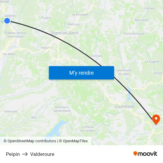 Peipin to Valderoure map