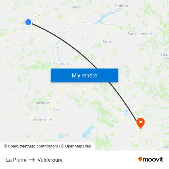 La Piarre to Valderoure map
