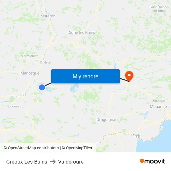 Gréoux-Les-Bains to Valderoure map