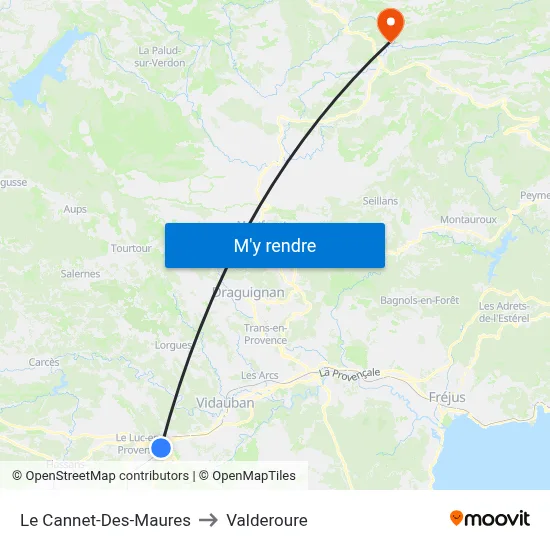 Le Cannet-Des-Maures to Valderoure map