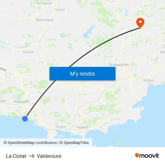 La Ciotat to Valderoure map
