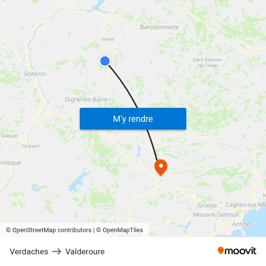 Verdaches to Valderoure map