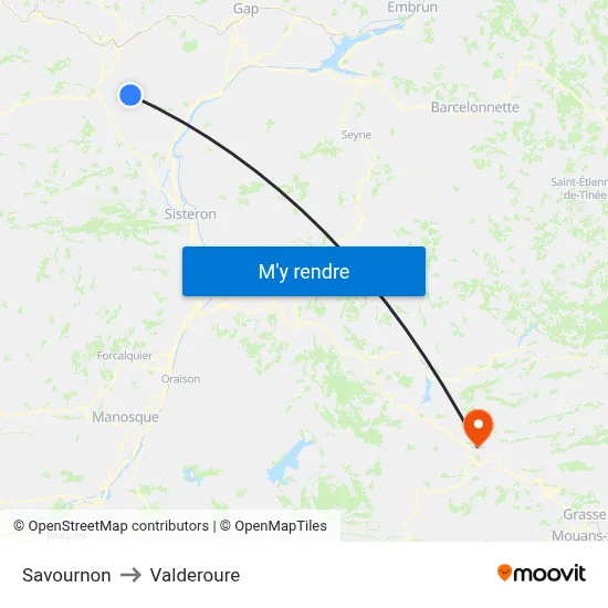 Savournon to Valderoure map