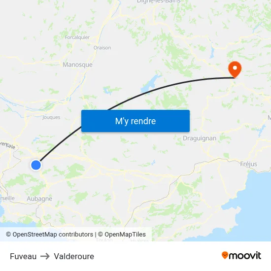 Fuveau to Valderoure map