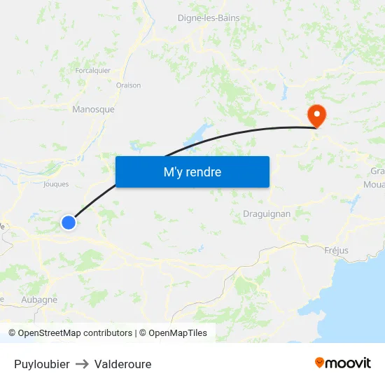 Puyloubier to Valderoure map