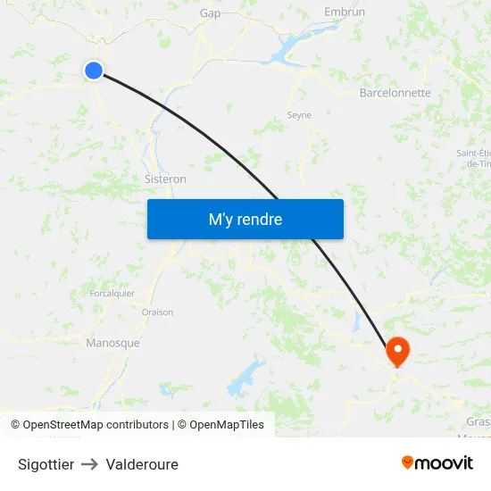 Sigottier to Valderoure map