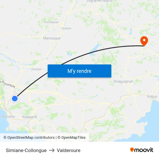 Simiane-Collongue to Valderoure map