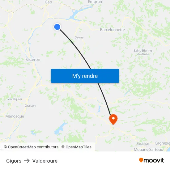 Gigors to Valderoure map