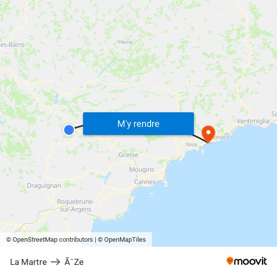 La Martre to ÃˆZe map