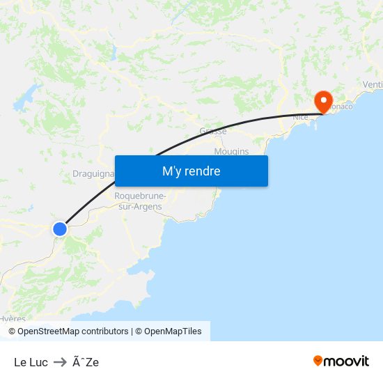 Le Luc to ÃˆZe map