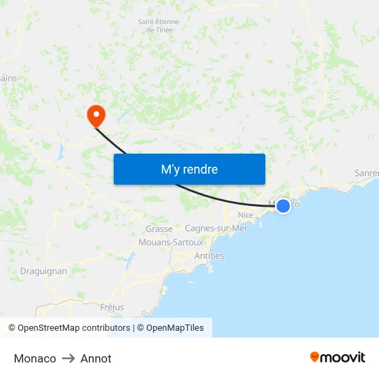 Monaco to Annot map