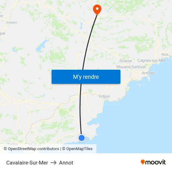 Cavalaire-Sur-Mer to Annot map