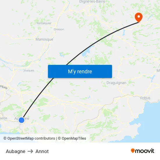 Aubagne to Annot map