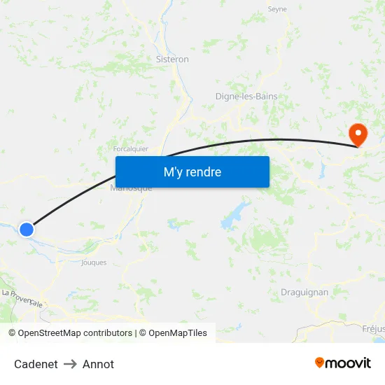 Cadenet to Annot map